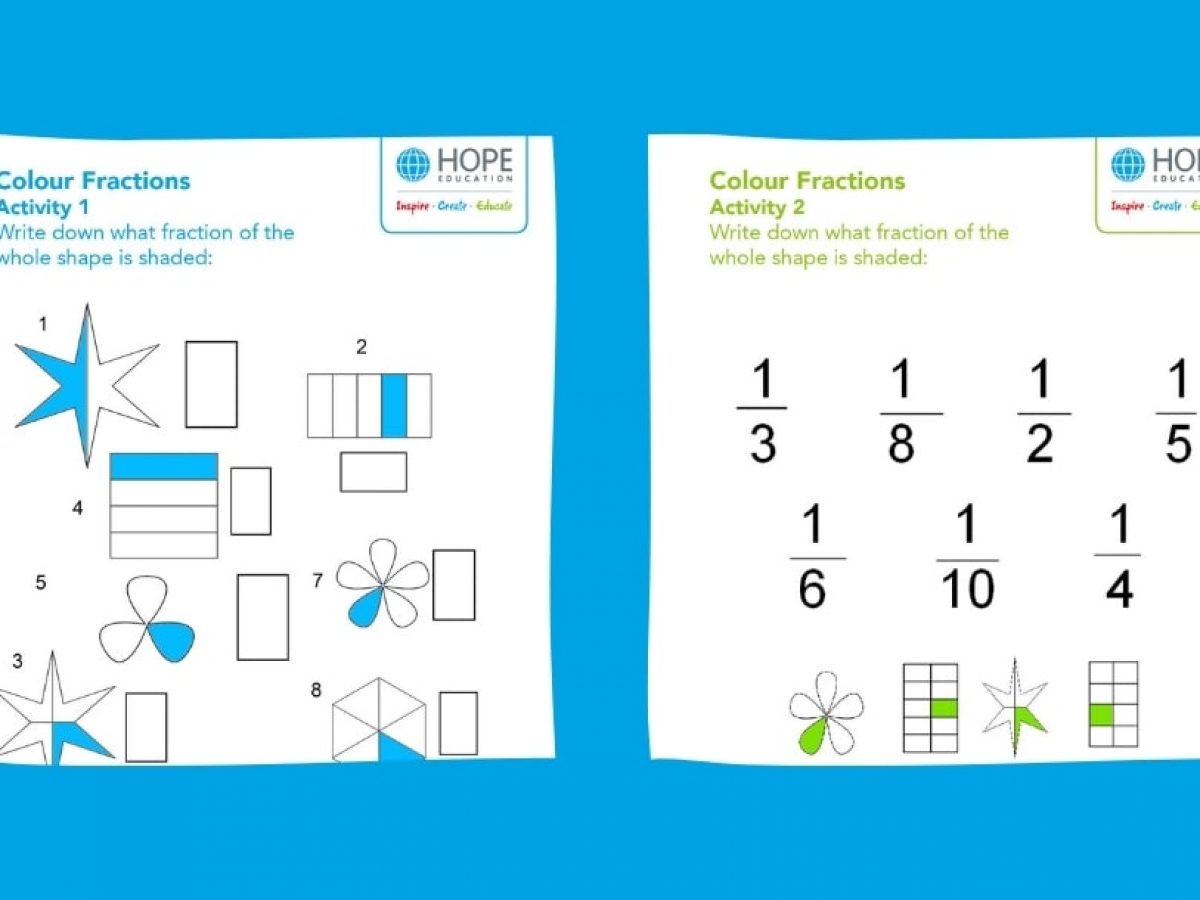 colour and shading fractions worksheet hope education blog