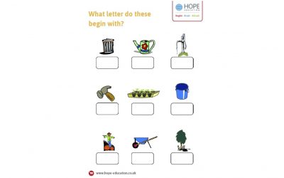 KS1 writing exercise: what letters do these begin with?