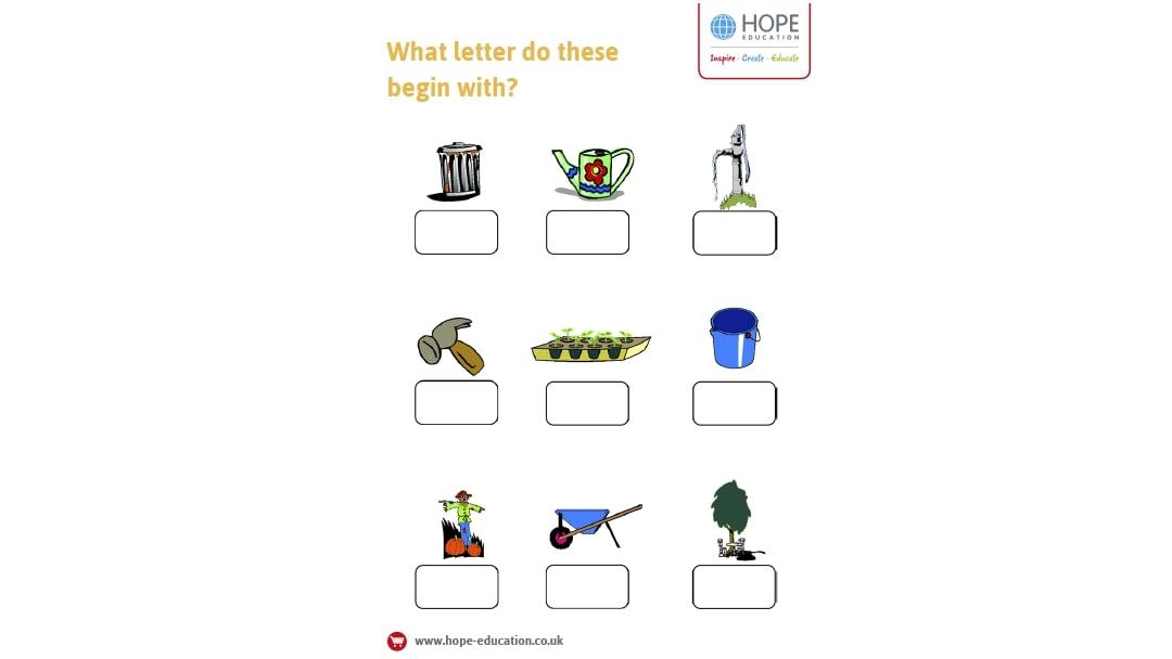What letter do these begin with worksheet preview