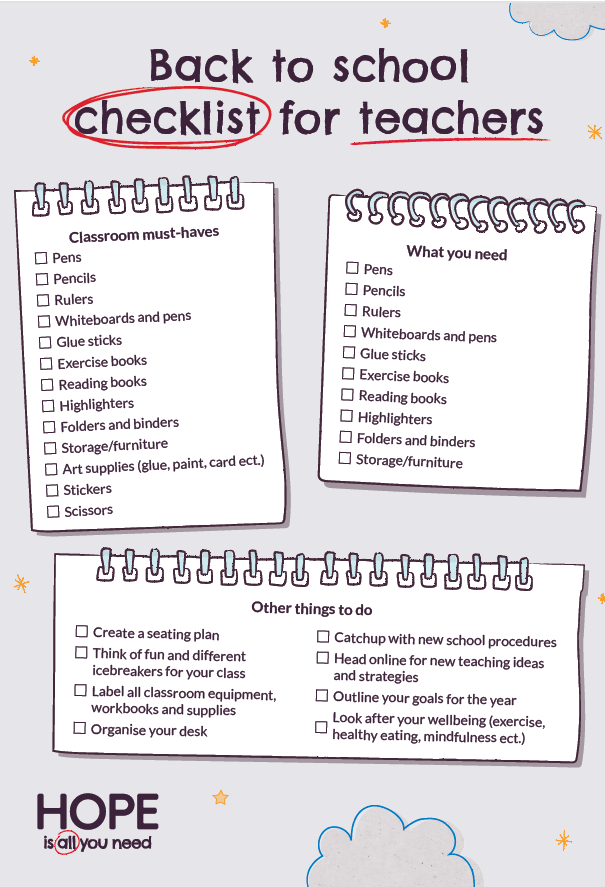 back to school checklist for teachers