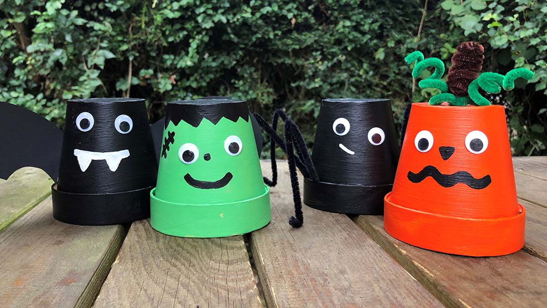 Halloween crafts: Spooky plant pot characters