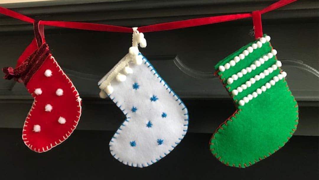 Embroidered Felt Christmas Stockings - Lia Griffith