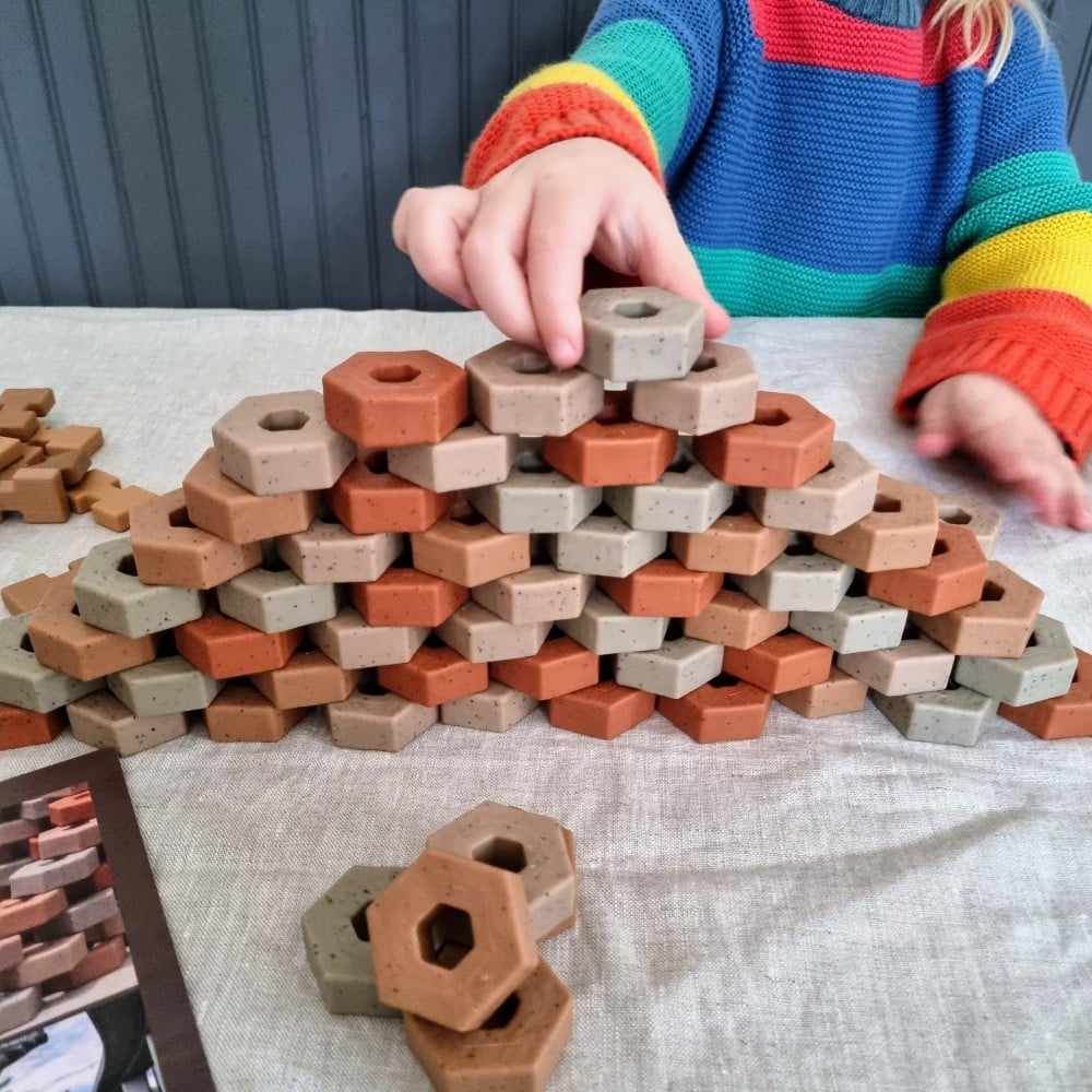 construction play cog shape stacking blocks stacked