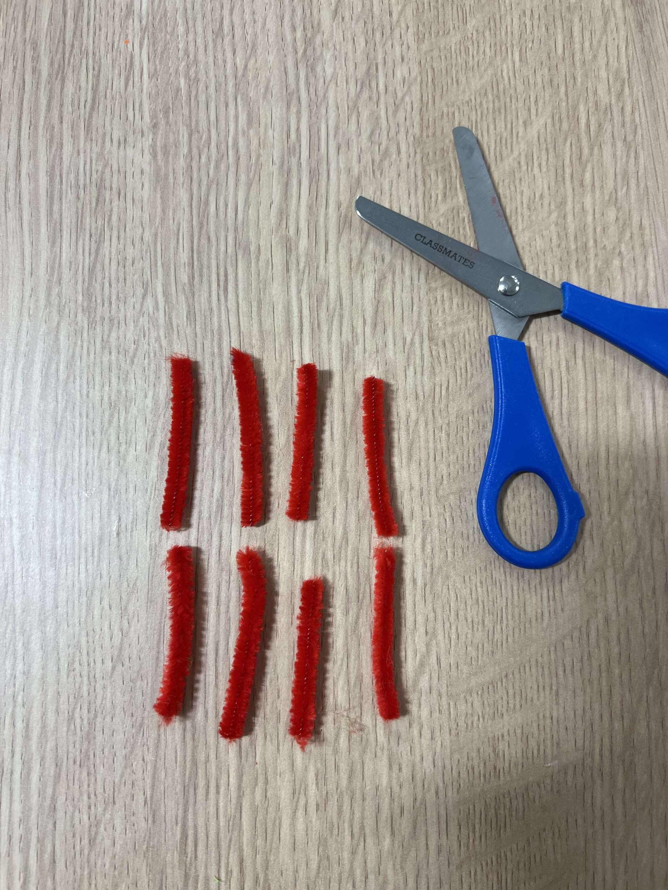 cutting different sized pipe cleaners