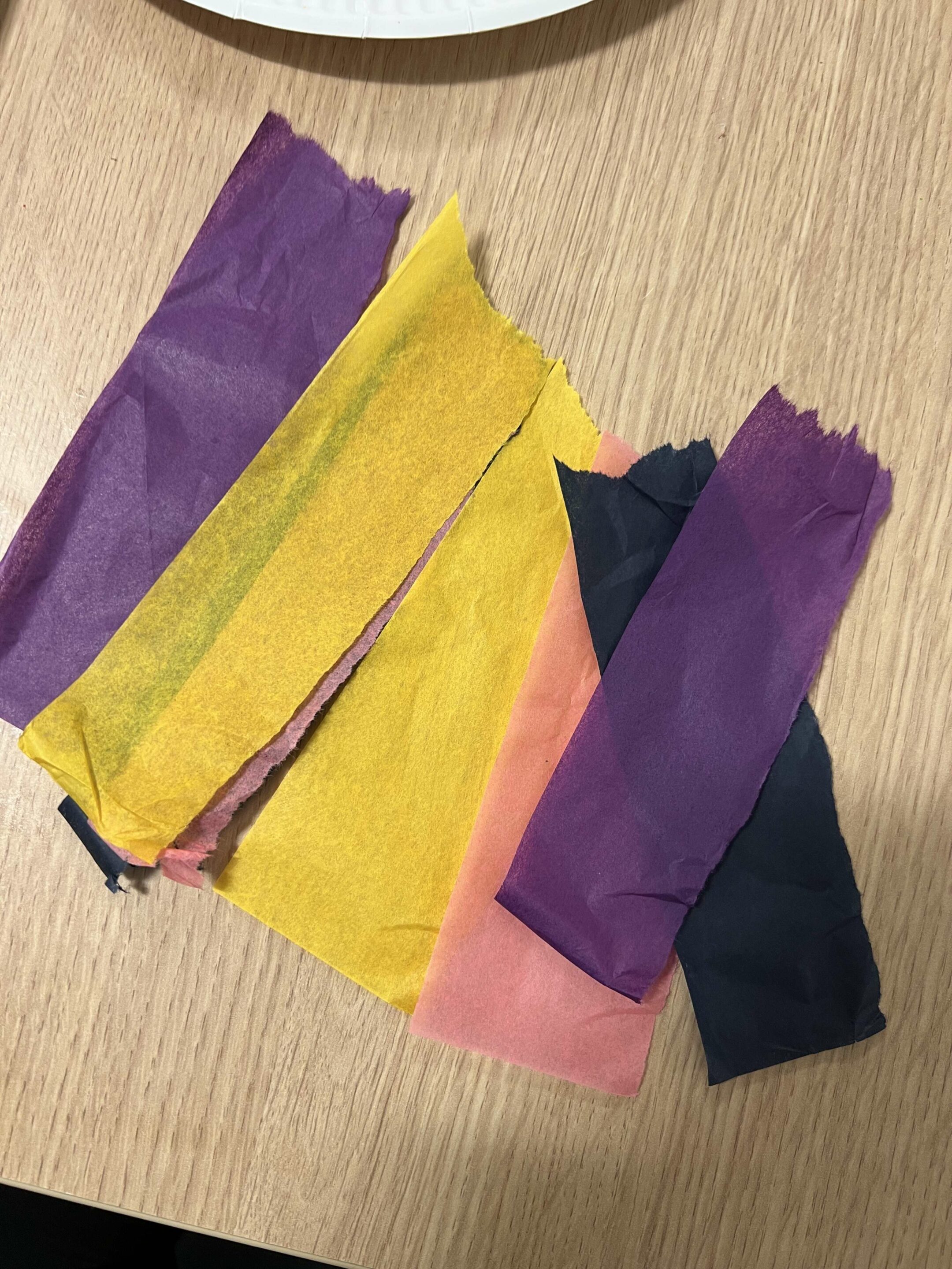 strips of coloured tissue paper