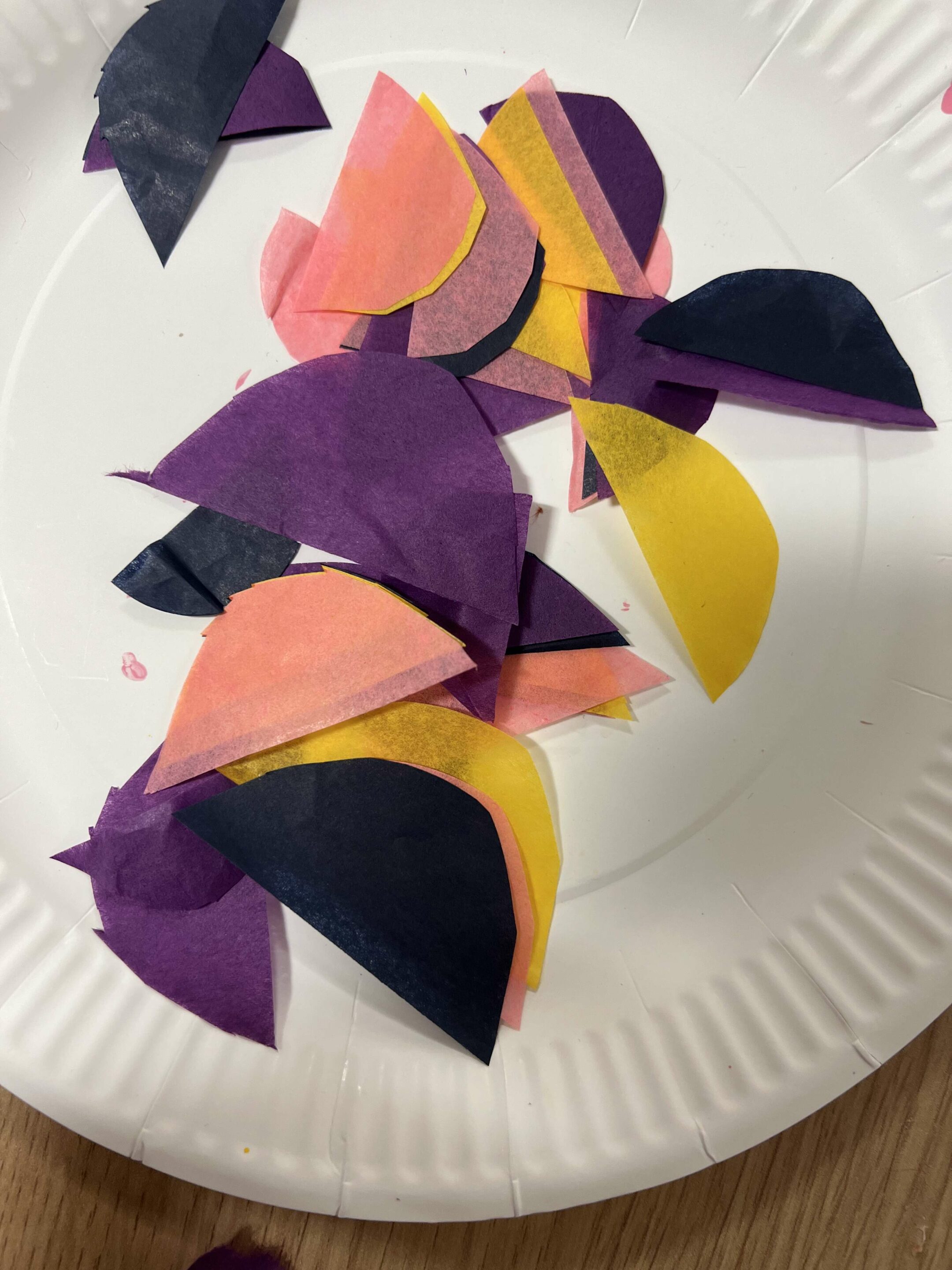Tissue paper cut into semi-circles