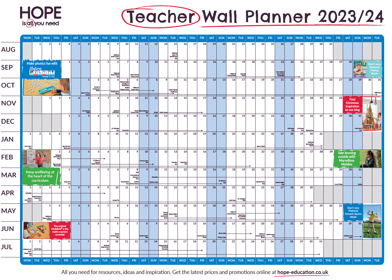 Teacher wall planner 2023/24