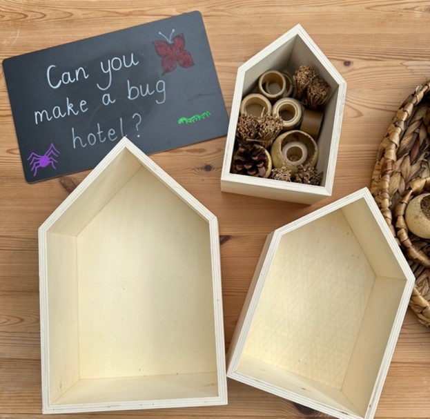 Wooden discovery boxes for bug hotel